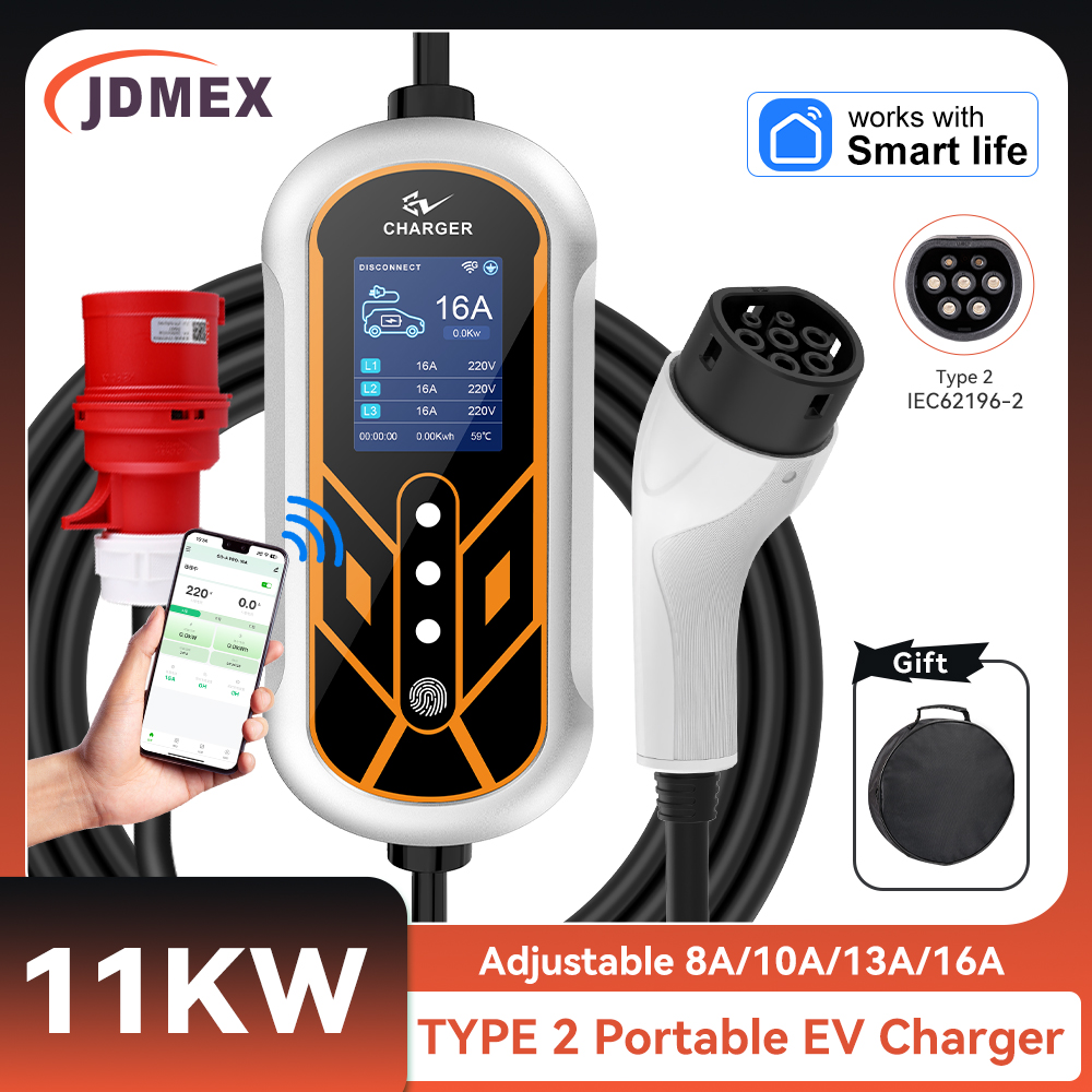 JDMEX 11KW Type2 EV Carregador - Type 2 Portable Ev Charger 11Kw Cee avaliação e preço