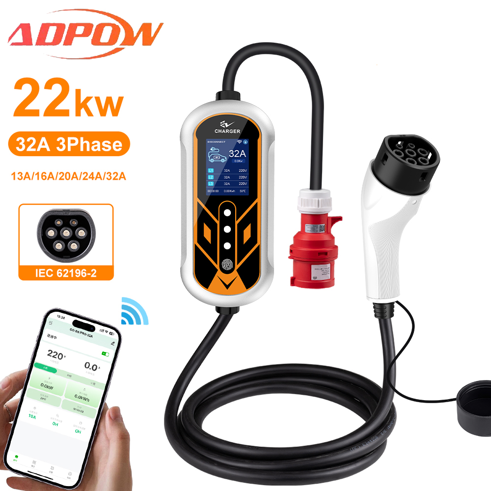 Adhow portátil 32a type2 ev ca - Ev Charger Type 2 22Kw 32A 3 Phase avaliação e preço